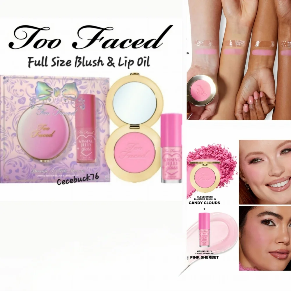🌺Too Faced Dream A Little Dream Blush & Lip Gloss Set Pink Blush